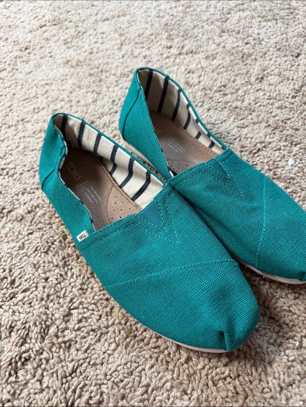 Toms Teal Canvas Slip-On Flats